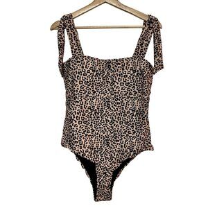 Vintage COSITA LINDA Beachwear One Piece Swimsuit Animal‎ Print Tie Shoulder XL